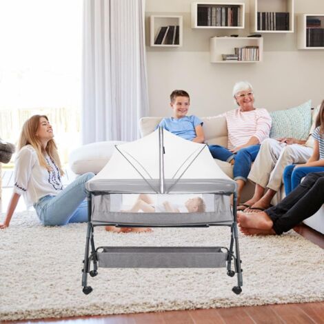 Support Ciel De Lit Bébé Réglable 5 Niveaux - Acier Inox + Filet 360° Maciun
