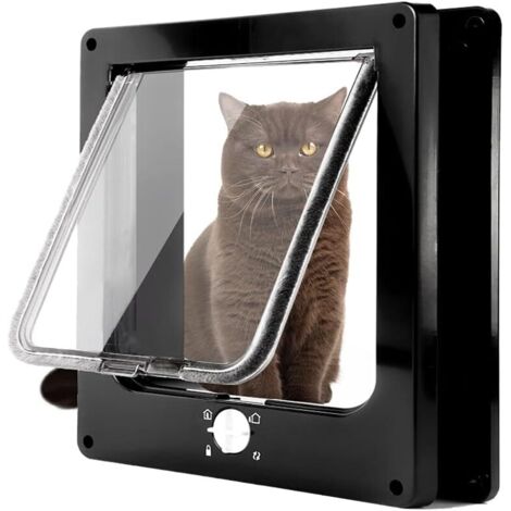 Chatière à verrouillage à 4 voies de taille moyenne avec aimants, extrêmement durable, facile à installer pour chats et chiens, chatière manuelle silencieuse pour porte murale/en bois/en PVC avec tunn