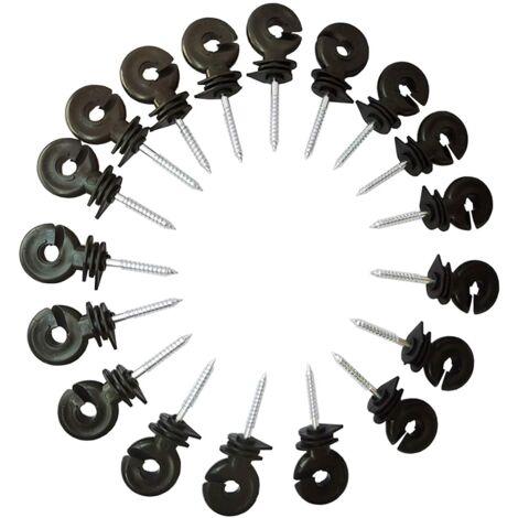 20 pcs Isolateur Cloture Electrique a Visser, Isolateur Cloture Electrique pour Grillage Piquet Fer, Isolateur Cloture Electrique pour Animaux Chevaux Fil Cloture éLectrique Fixe（Noir）