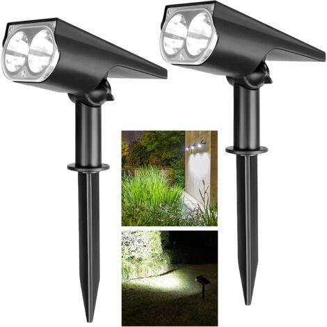 Lot de 2 lampes solaires 800lm – IP65 étanche – Panneau monocristallin 22% – Batterie 2200mAh – Lumière froide 6500K
