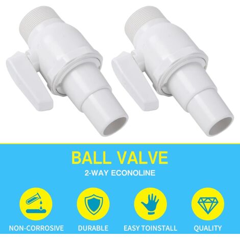 Robinet de Piscine Plus 2 en 1 - Valve à Piston - Pièces de Rechange - Accessoires pour Intex/Bestway/Coleman - Vanne d'Arrêt pour Piscine Hors Sol et Pompe