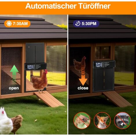 Porte Automatique Solaire Pour Poulailler - Trappe Anti-Pincement Avec LED, Minuterie Et Télécommande En Aluminium