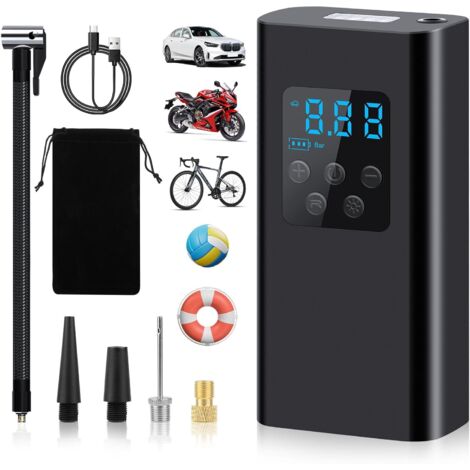 Gonfleur de pneus de voiture, compresseur d'air portable 6000 mAh, gonfleur de pneus rechargeable pour voitures, motos et vélos (1/5)