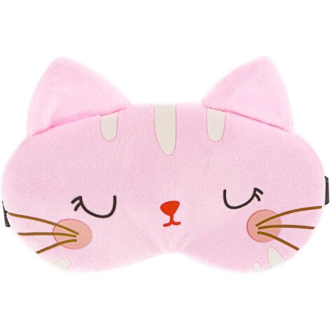 Masque de sommeil mignon et doux en peluche, motif chat de dessin animé, bandeau confortable, couvre-yeux animal amusant et original, fard à paupières pour femmes, hommes et enfants, pour les voyages (1/2)