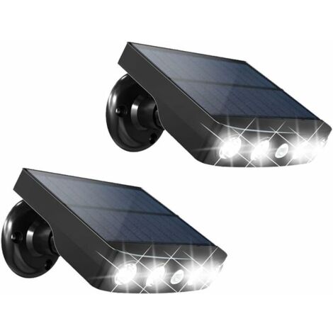 4 LED Solaire Éclairage Extérieur avec Panneau Solaire Haute Puissance 2W, Détecteur de Mouvement, 360° Sans Fil Réglable Sans Fil Jardin Applique Murale de Sécurité (Lot de 2) (1/5)