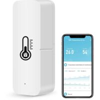 Thermomètre hygromètre WiFi intelligent, capteur de température et d’humidité intérieur/extérieur Bluetooth, application thermomètre WiFi Alexa/Google Assistant à distance pour la maison. 1 pack