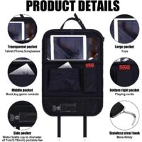 Organisateur Voiture Enfant Txeouse Avec Plateau Pliable Et 6 Poches - Protection Siège Noir