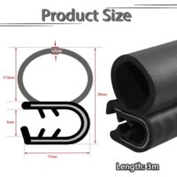 Joint De Porte De Voiture 6m - Bande D'Étanchéité Caoutchouc EPDM Avec Clips - Protection Intempéries