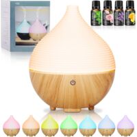 Difusor de aceites esenciales, 160 ml, humidificador LED de 7 colores, con apagado automático, ideal para sala de estar, dormitorio, yoga y masajes.