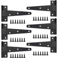 Heavy Door Hinge, 6 Inch Door Hinge, Black T Hinge, Stainless Steel Flat Hinge, Iron Door Hinges, Heavy Duty Hinges for Doors, Windows, Sheds