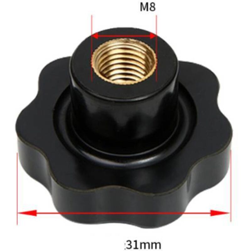 Lot De 2 Boutons Moletés M8 Filetés Noirs - Poignées De Serrage Uxcell, Neufs