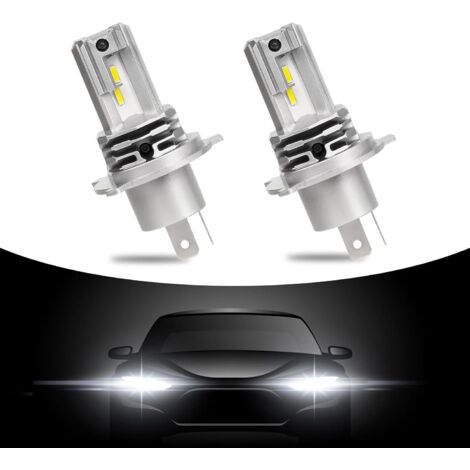 Sjqka – Ampoules H4 LED 6500K blanches – 60W ultra lumineuses – Plug and play 12V pour phares de voiture et moto – Certification IP65 (1/5)