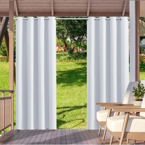 Rideau d'extérieur opaque 132x213cm – Tissu polyester imperméable – Œillets résistants à la rouille – Protection solaire pour pergola et balcon (1/5)