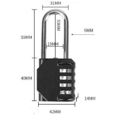 Lot De 4 Cadenas Code 4 Chiffres, Cadenas Valise Avion Petit Cadenas A Code College Métal Pour