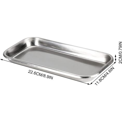 Lot 2 Plateaux Acier Inoxydable Rectangulaires 22,5 × 12 × 2 Cm – Plateaux Instruments & Cuisine