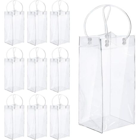 Eoslcusmvl 12 Pièces Portable Sac de Vin de Glace Sac Refroidisseur de Vin de Poche de Vin en PVC avec PoignéE pour Champagne, BièRe Froide, Vin