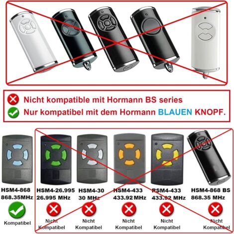 Télécommande Universelle Krawnxin Pour Portail Hormann HSM2/HSM4/HSE2 Et Marantec !