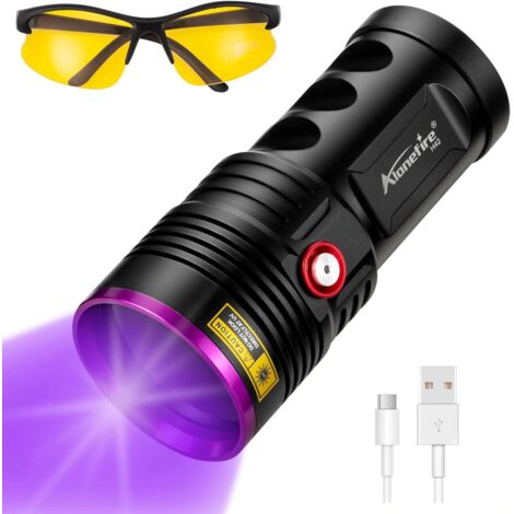 H42UV 36W 365nm Lampe Torche UV LED Puissante Rechargeable USB Lumière Noire Détecteur D'urine D'animal pour Durcissement de Résine, Peinture avec Indicateur de Charge, 4 x Pile Incluse (1/5)