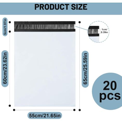 HVDHYY Enveloppes Plastiques Expédition Noires 40x50cm - 20 Pièces Sacs Colis Vinted Imperméables Et Résistants