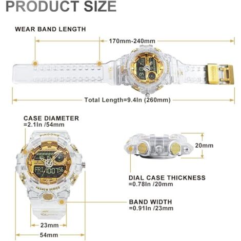 Montre Numérique Sport Homme Étanche 50m - Alarme, Chrono, Double Heure, Rétroéclairage LED, Bracelet Réglable
