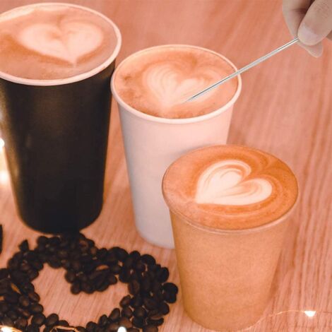 Shaker à Chocolat Inox + 16 Pochoirs Cappuccino Barista + Cuillère + Stylo - Kit Décoration Café Parfait