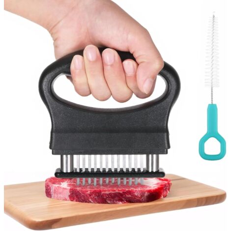 Attendrisseur de Viande, avec 48 Lames Steaker pour Viande, acier Inoxydable Antidérapant Meat, Résistant au Lave Vaisselle, pour Steak, Poulet, Porc, Poitrine de Bœuf (1/5)