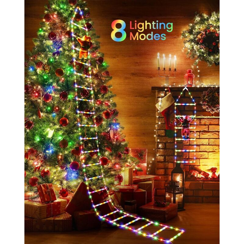Déco Murale Sapin De Noël Lumineux 90 Cm – Avec 40 LED Blanc Chaud (batteries Non Incluses), Style Branche Et Corde