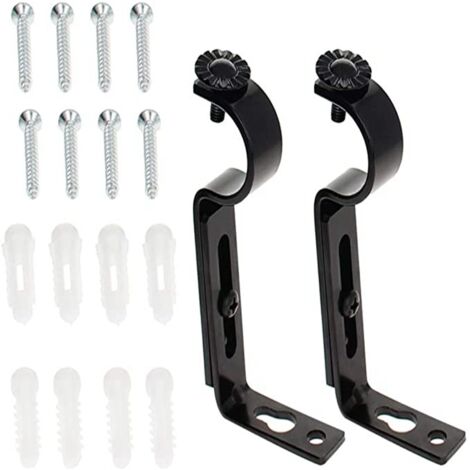 2 pièces cintres de cadre télescopique pour tringles à rideaux, supports pour supports de tringle à rideaux, tringles à rideaux, support noir pour tringles à rideaux, supports de rideaux, métal (1/5)