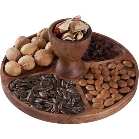 Présentoir à Gâteau En Bois Avec Couvercle Dôme En Verre, Support à Gâteau Magnétique De 28 Cm Avec Couvercle, Planche à Charcuterie Multifonction 2 En 1, Présentoir à Cupcakes, Beignets, Plateau à