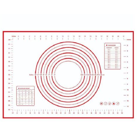 Tapis en silicone patisserie tapis de cuisson en silicone antiadhésif tapis de pâte rouge, dimensions 60 x 40 cm tapis de cuisson en silicone pour pâtisserie, pizza et biscuits