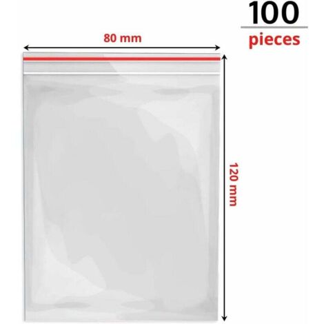 500x Zip-Lock Bag Zip Set - Sachet en polyéthylène transparent, résistant à la d