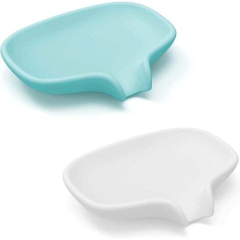 Lot de 2 Porte-savons en Silicone Auto-drainant Boîte à Savon Douche Porte-savons Salle de Bain Cuisine Éponge-Ensoleillé (1/5)