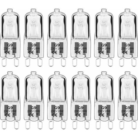 12 pièces G9 Lampes halogènes , ampoules G9 230V 28W 480lm, 2800K blanc chaud, ampoules à capsule dimmable, sans scintillement [Classe énergétique G] (1/5)