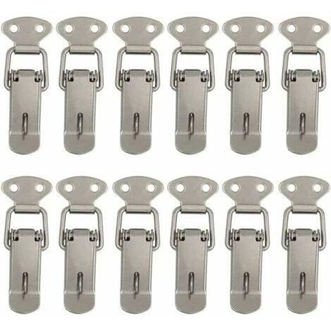 12 Pièces Attache Capot Fermeture à Levier Moraillon de Porte,Oquet à Ressort Bascule Acier pour Ressort Boucle de Verrouillage Coffre à Outils,Armoire Verrous (1/5)