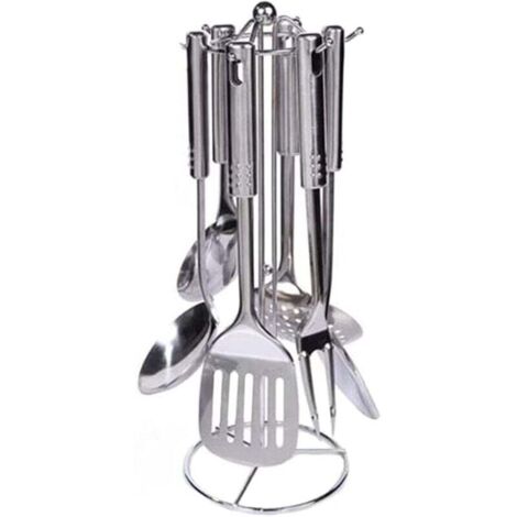 Cuisine Ensemble d'Ustensiles, 7 Pièces Ustensiles de Cuisine, Set d'Ustensiles Cuisine Acier Inoxydable, Lavable au Lave-Vaisselle, Facile à Nettoyer, pour Cuire Toutes Sortes d'Aliments
