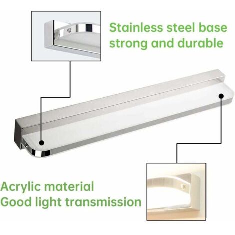 Applique LED Pour Miroir Salle De Bain 600mm - Lampe Chromée Moderne Blanc Neutre
