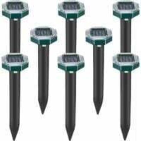 Lot de 8 pics repulsifs a ultrasons pour taupes, serpents et campagnols a energie solaire pour pelouse, jardin et cour, repulsif a sardines