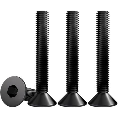 M5 X 50mm Vis à Tête Fraisée Avec Six Pans Creux en Acier Inoxydable A2 V2A Visserie Norme DIN 7991 / ISO 10642 Noir Vis Inox Filetage Complet, Lot De 25