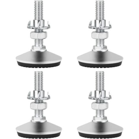 Pieds de Nivellement pour Meuble, Pied Réglable Hauteur en Acier Inoxydable 4 pièces M10 x 50mm Vis de Réglage avec Base en Caoutchouc Antidérapant et écrou en T