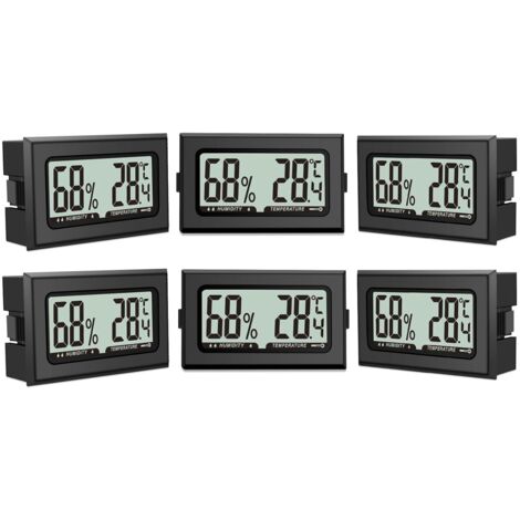 Lot de 6 thermomètres hygromètres numériques avec écran LCD pour intérieur, bureau, salon et cave à vin (piles incluses) (1/5)