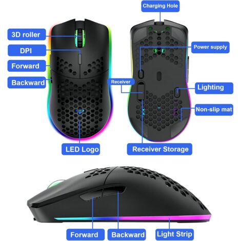 Ajazz-Souris de jeu sans fil polyvalente - Test et Avis