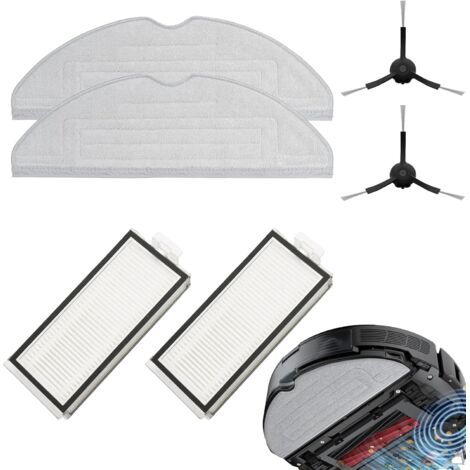 Lot Of 2 Lingettes,2 Filtre Hepa Et 2 Brosse Latérale Noir,Kit De Remplacement,Accessoires Kits Compatibles Avec Roborock S7/S7 Max Ultra/S7 Maxv Ultra/S7 Pro Ultra/S8/S8 +/S8 Pro Ultra (1/5)