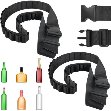 Lot de 2 ceintures à cartouches, à 27 trous, en nylon, à liqueur et à coque, avec bandoulière réglable, pour carnaval, enterrement de vie de jeune fille (1/5)