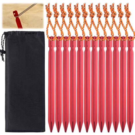 Sardine Camping Piquets De Tente 12in Heavy Duty Avec Sac De Rangement, Piquets De Tente En Acie Sardine Tente