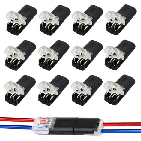 Lot de 12 ConnecteursDe Voiture À 2 Broches,2 Broches-Connecteur De Câble,Connecteur Electrique Etanche,ConnecteurElectrique,Connecteur Electrique Rapide,Enfichable pour Câble 18-22 Awg (1/5)