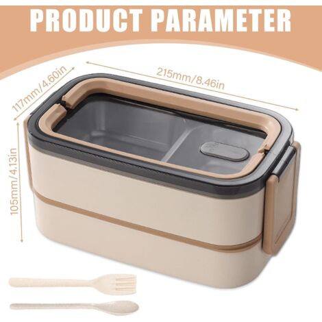 1400 Ml Boîte à Déjeuner En Plastique, Boîte à Repas Vert Avec Trois Compartiments Et Des Couverts (Fourchette Et Cuillère), Boîte à Bento Pour Enfants Et Adultes