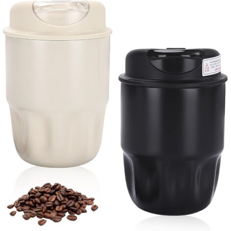 Lot de 2 tasses à café à emporter, isothermes, 450 ml, en acier inoxydable, anti-fuite, avec couvercle, pour le bureau et les déplacements, noir et blanc (1/5)