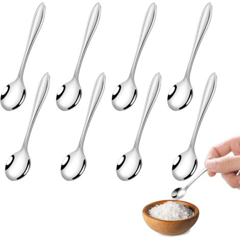 Lot De 8 Petites Cuillères En Acier Inoxydable,Cuillere A Cafe,Mini Cuillere,Petite Cuillère À Café,Mini Taille 7,5 Cm, Petites Cuillères Mignonnes Pour Sel Et Épices