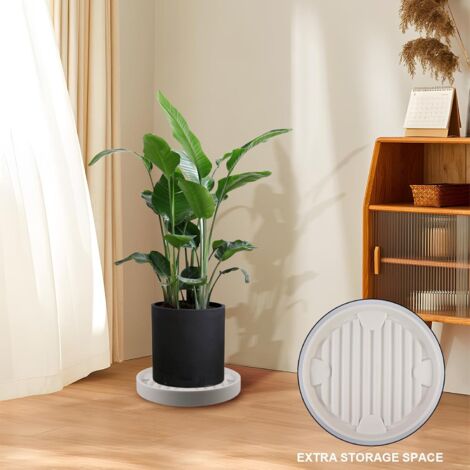Lot De 2 Roulettes Rondes Pour Plantes Ø 31 Cm – 360° Beige, Charge 75 Kg, Extérieur & Intérieur