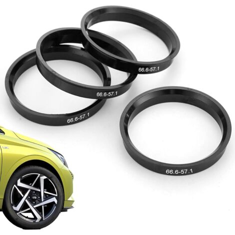 4 Pièces Bagues De Centrage 66,6 À 57,1,Moyeu Roue Auto Bague De Centrage,Bague De Centrage Jante En Plastique Noir,Moyeu De Roue,Réduction Des Vibrations,Compatible Avec Tous Les Modèles De Voitures (1/5)